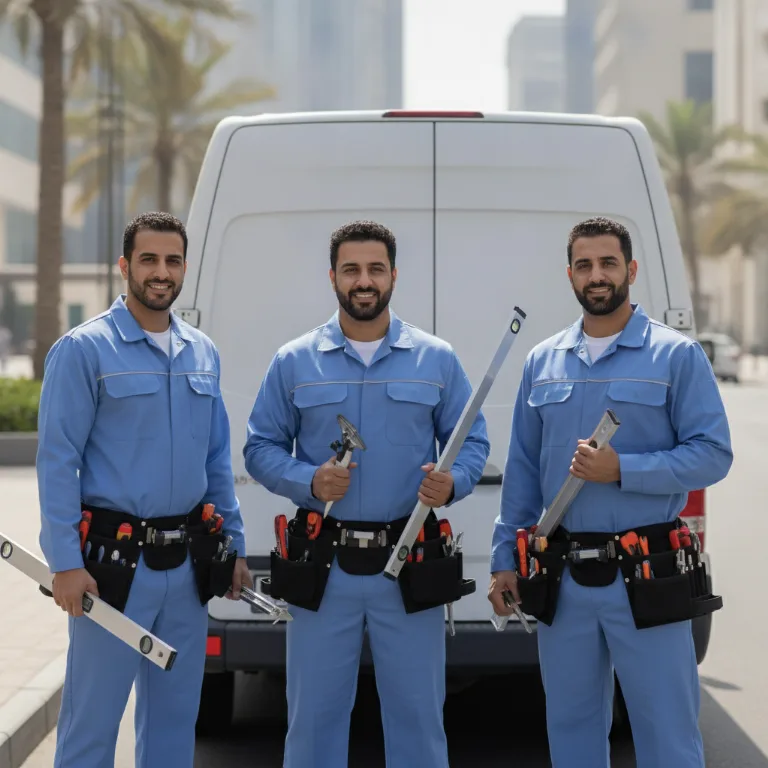 فني زجاج فريق في لهباب